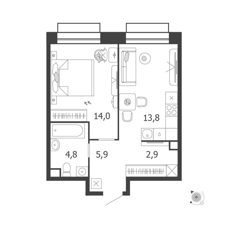 1-BD Apartment Sale, 41.4 sq. m. at Shagal, Автозаводская улица, 23, Москва, Россия #1
