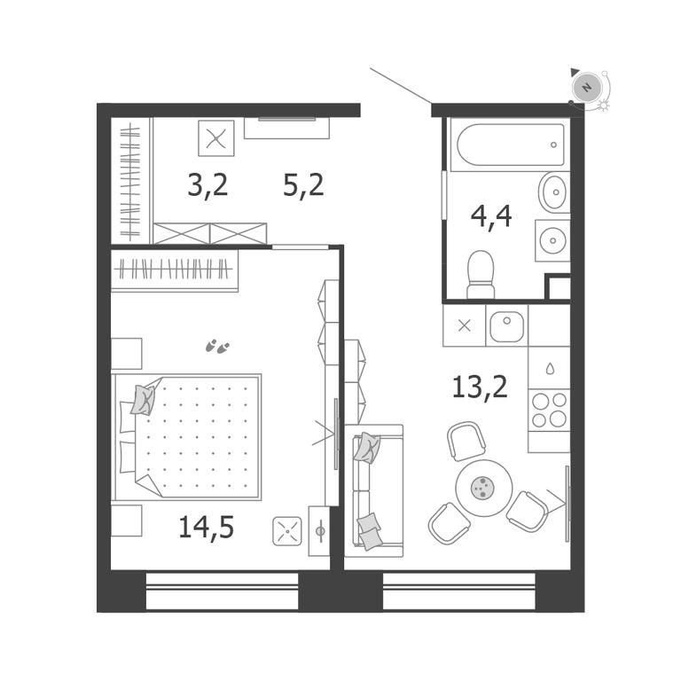 1-BD Apartment Sale, 40.5 sq. m. at Shagal, Автозаводская улица, 23, Москва, Россия #1