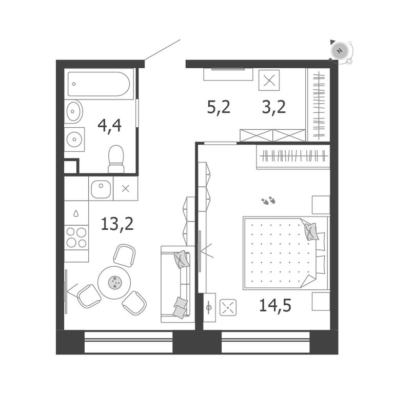 1-BD Apartment Sale, 40.5 sq. m. at Shagal, Автозаводская улица, 23, Москва, Россия #1 1-BD Apartment Sale, 40.5 sq. m. at Shagal, Автозаводская улица, 23, Москва, Россия #1