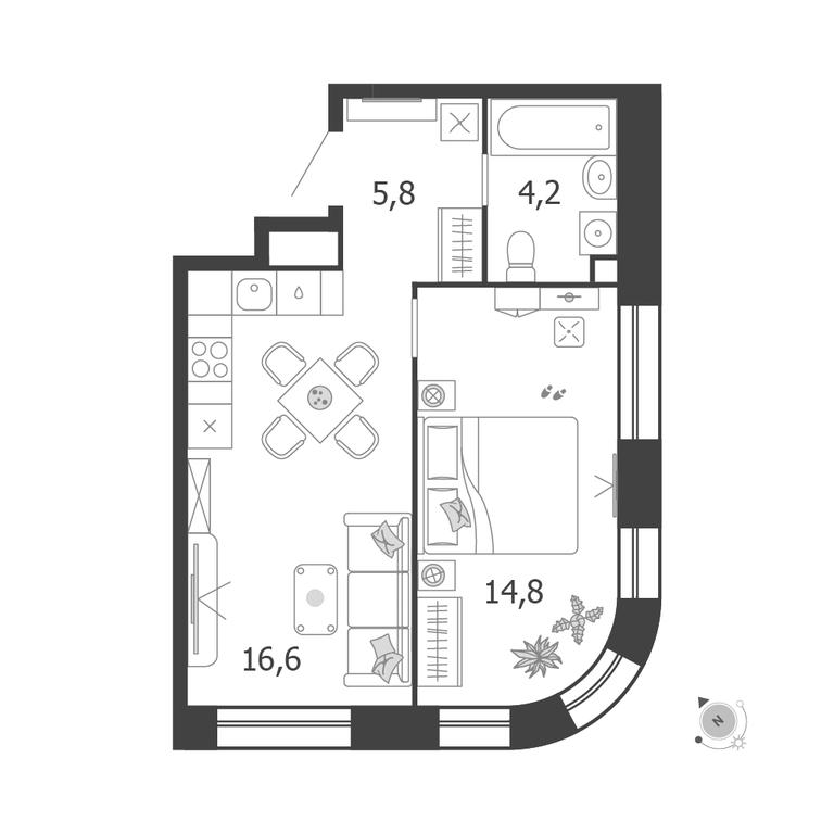 1-BD Apartment Sale, 41.4 sq. m. at Shagal, Автозаводская улица, 23, Москва, Россия #1