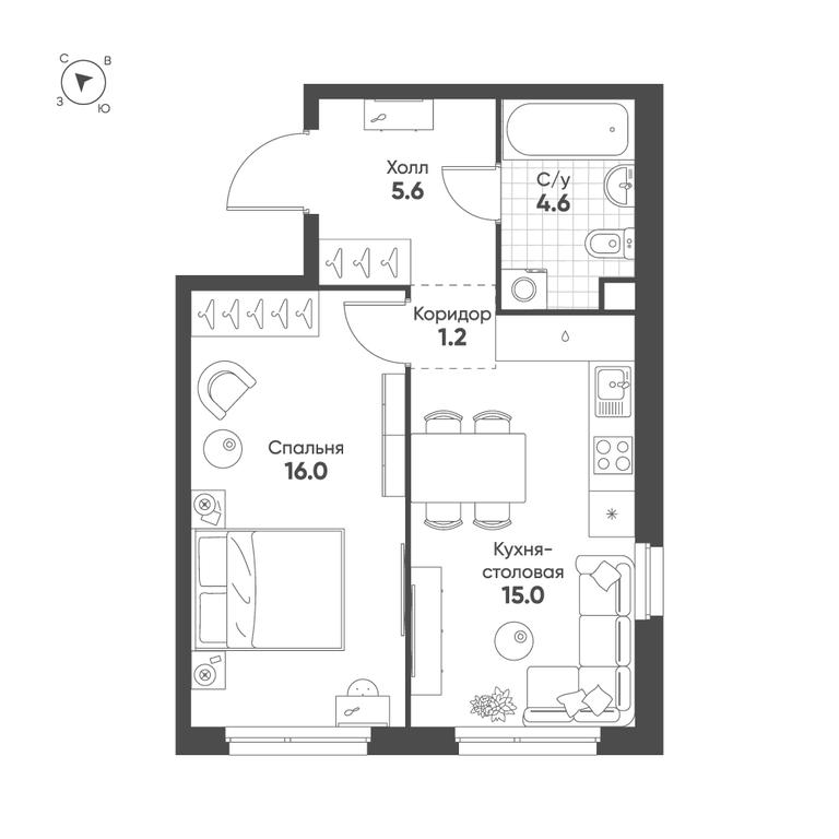 1-BD Apartment Sale, 42.4 sq. m. at Shagal, Автозаводская улица, 23, Москва, Россия #1