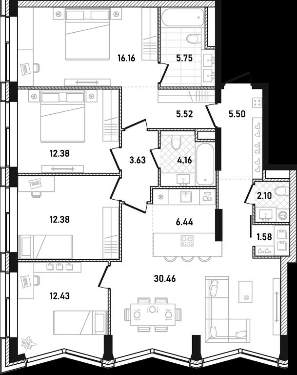 4-BD Apartment Sale, 118.49 sq. m. at Republic, Presnensky Val Street, 27с1, Moscow, Russia #1 4-BD Apartment Sale, 118.49 sq. m. at Republic, Presnensky Val Street, 27с1, Moscow, Russia #1
