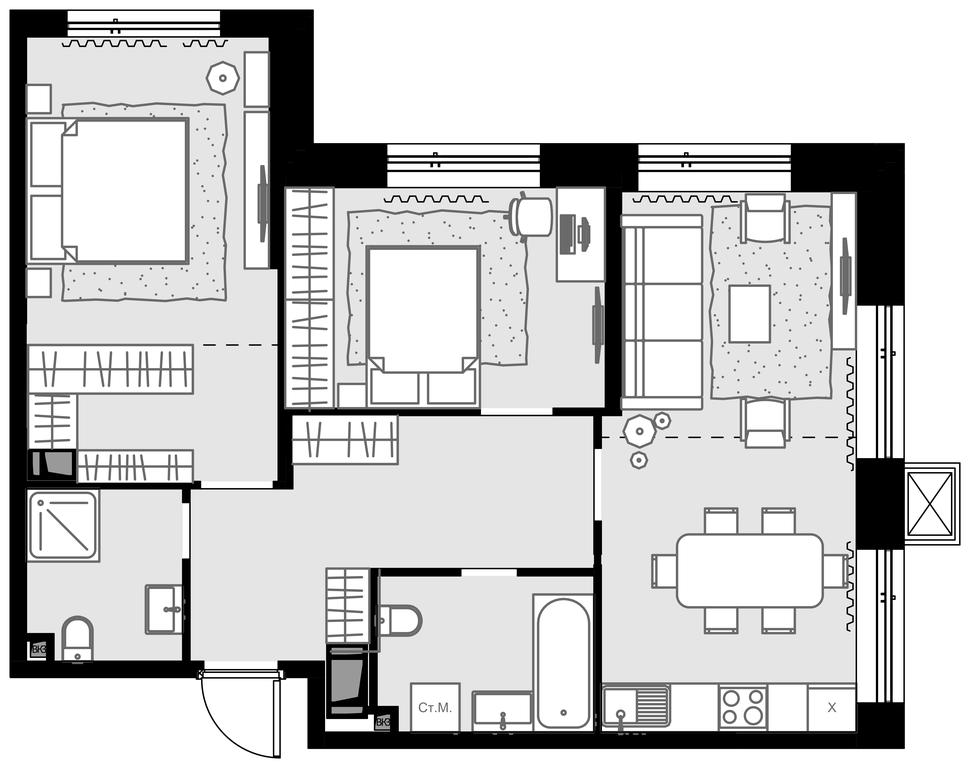 2-BD Apartment Sale, 67.2平方米 at Malevich, Otradnaya Street, 8, Moscow, Russia #1 2-BD Apartment Sale, 67.2平方米 at Malevich, Otradnaya Street, 8, Moscow, Russia #1