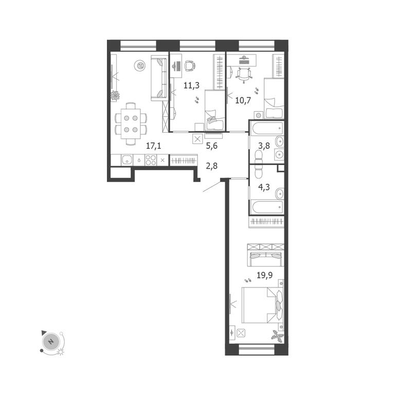 3-BD Apartment Sale, 75.5 sq. m. at Shagal, Автозаводская улица, 23, Москва, Россия #1 3-BD Apartment Sale, 75.5 sq. m. at Shagal, Автозаводская улица, 23, Москва, Россия #1