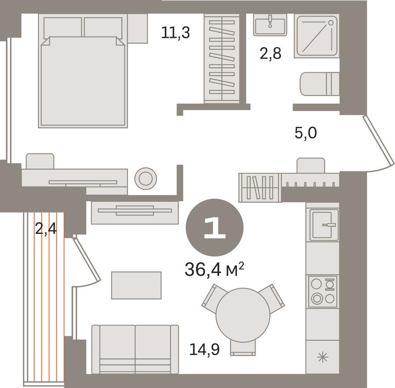 1-BD Apartment Sale, 36.4平方米 at Pervy kvartal, Kalinovaya ulitsa, derevnya Sapronovo, Leninskiy City District, Moscow Region, Russia #1 1-BD Apartment Sale, 36.4平方米 at Pervy kvartal, Kalinovaya ulitsa, derevnya Sapronovo, Leninskiy City District, Moscow Region, Russia #1