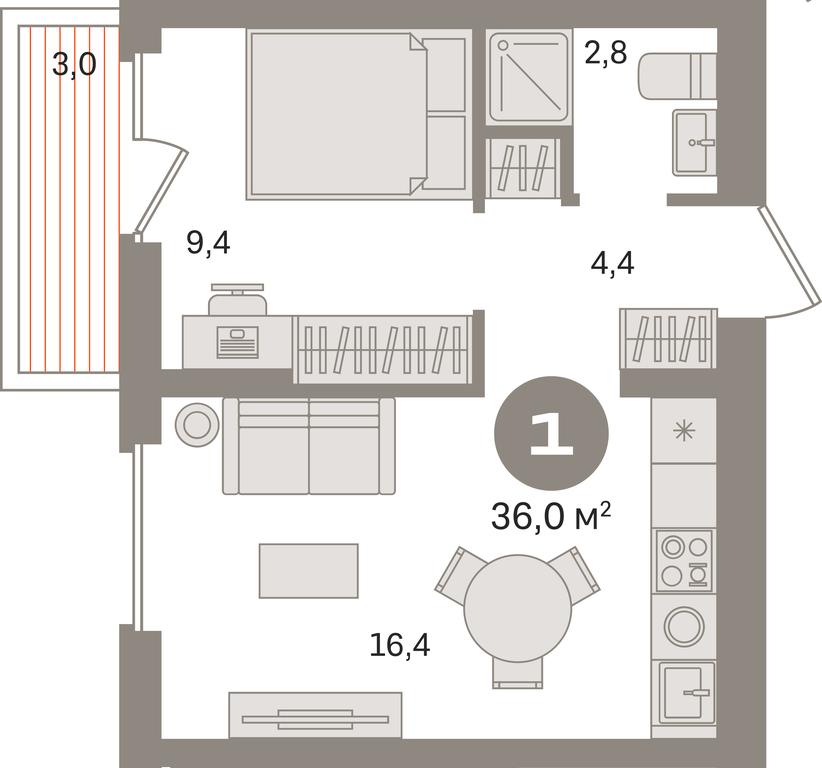 1-BD Apartment Sale, 36 sq. m. at Pervy kvartal, Kalinovaya ulitsa, derevnya Sapronovo, Leninskiy City District, Moscow Region, Russia #1