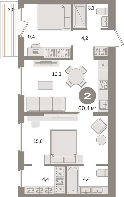 2-BD Apartment Sale, 60.4 sq. m. at Pervy kvartal, Kalinovaya ulitsa, derevnya Sapronovo, Leninskiy City District, Moscow Region, Russia #1 2-BD Apartment Sale, 60.4 sq. m. at Pervy kvartal, Kalinovaya ulitsa, derevnya Sapronovo, Leninskiy City District, Moscow Region, Russia #1