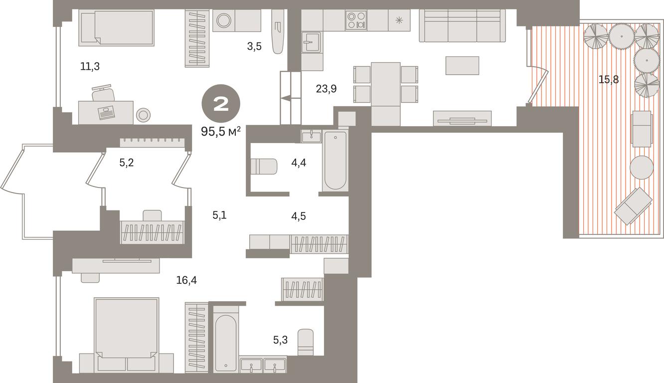2-BD Apartment Sale, 95.5 sq. m. at Pervy kvartal, Kalinovaya ulitsa, derevnya Sapronovo, Leninskiy City District, Moscow Region, Russia #1 2-BD Apartment Sale, 95.5 sq. m. at Pervy kvartal, Kalinovaya ulitsa, derevnya Sapronovo, Leninskiy City District, Moscow Region, Russia #1