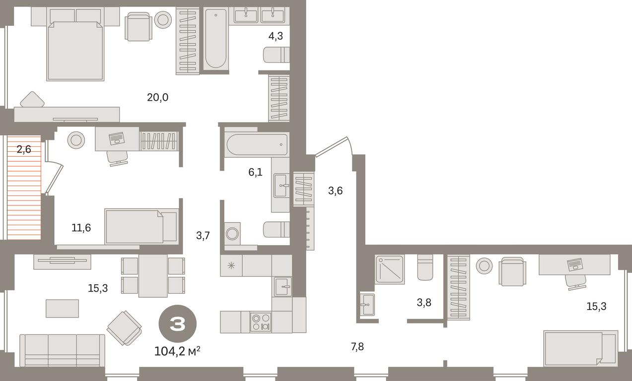3-BD Apartment Sale, 104.2 sq. m. at Pervy kvartal, Kalinovaya ulitsa, derevnya Sapronovo, Leninskiy City District, Moscow Region, Russia #1 3-BD Apartment Sale, 104.2 sq. m. at Pervy kvartal, Kalinovaya ulitsa, derevnya Sapronovo, Leninskiy City District, Moscow Region, Russia #1