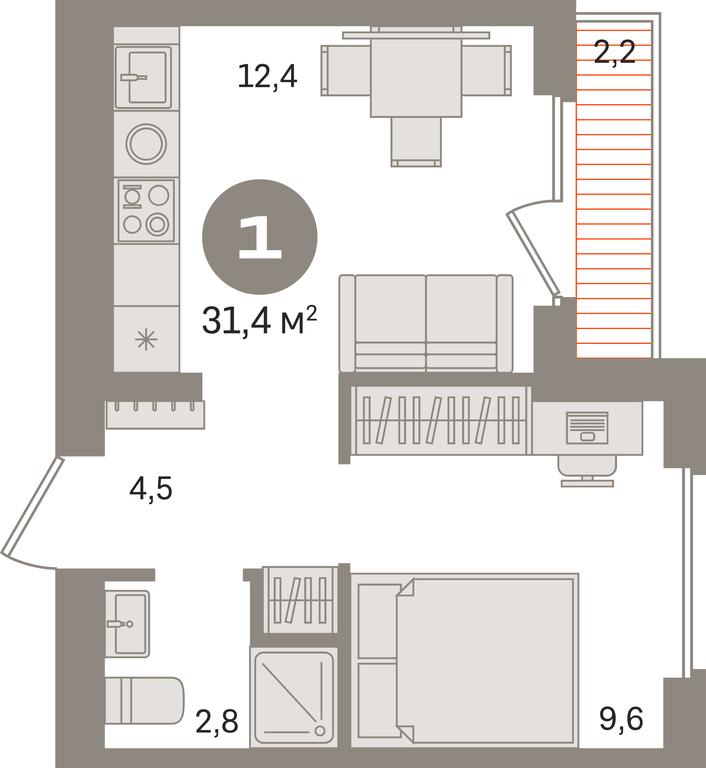 1-BD Apartment Sale, 31.4 sq. m. at Pervy kvartal, Kalinovaya ulitsa, derevnya Sapronovo, Leninskiy City District, Moscow Region, Russia #1 1-BD Apartment Sale, 31.4 sq. m. at Pervy kvartal, Kalinovaya ulitsa, derevnya Sapronovo, Leninskiy City District, Moscow Region, Russia #1