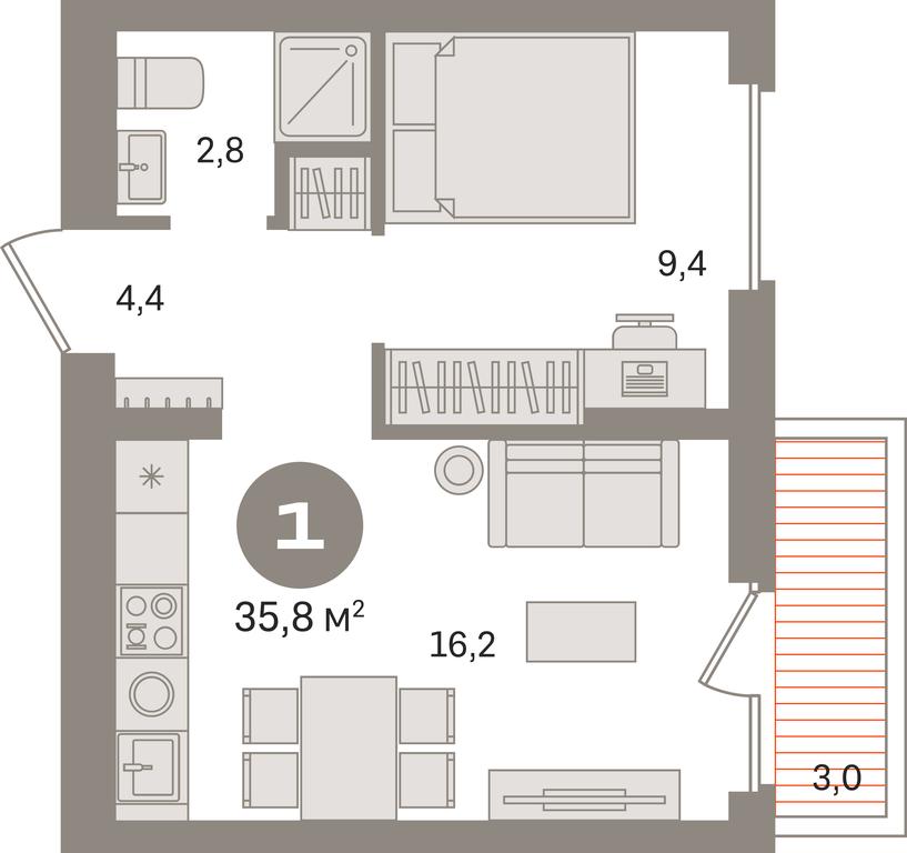 1-BD Apartment Sale, 35.8 sq. m. at Pervy kvartal, Kalinovaya ulitsa, derevnya Sapronovo, Leninskiy City District, Moscow Region, Russia #1 1-BD Apartment Sale, 35.8 sq. m. at Pervy kvartal, Kalinovaya ulitsa, derevnya Sapronovo, Leninskiy City District, Moscow Region, Russia #1