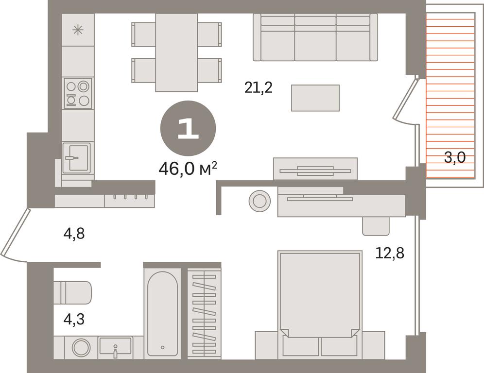 1-BD Apartment Sale, 46平方米 at Pervy kvartal, Kalinovaya ulitsa, derevnya Sapronovo, Leninskiy City District, Moscow Region, Russia #1 1-BD Apartment Sale, 46平方米 at Pervy kvartal, Kalinovaya ulitsa, derevnya Sapronovo, Leninskiy City District, Moscow Region, Russia #1