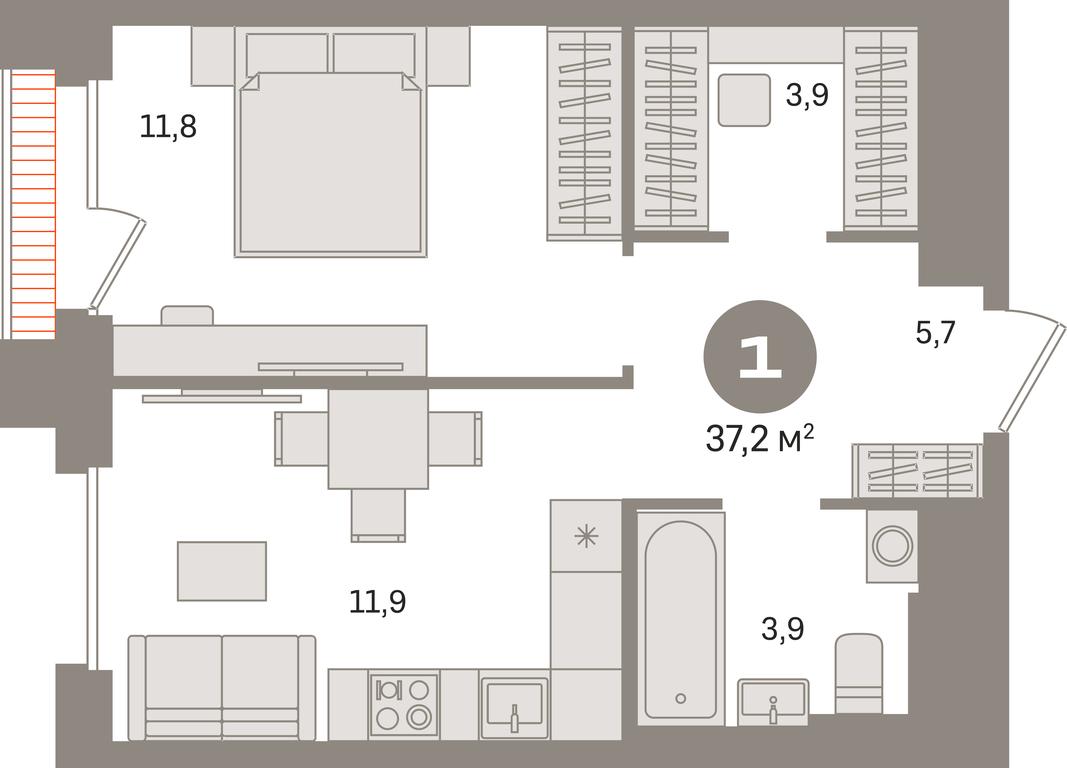 1-BD Apartment Sale, 37.2 sq. m. at Kvartal Gercena, zhiloy kompleks Kvartal Gertsena, Moscow, Russia #1