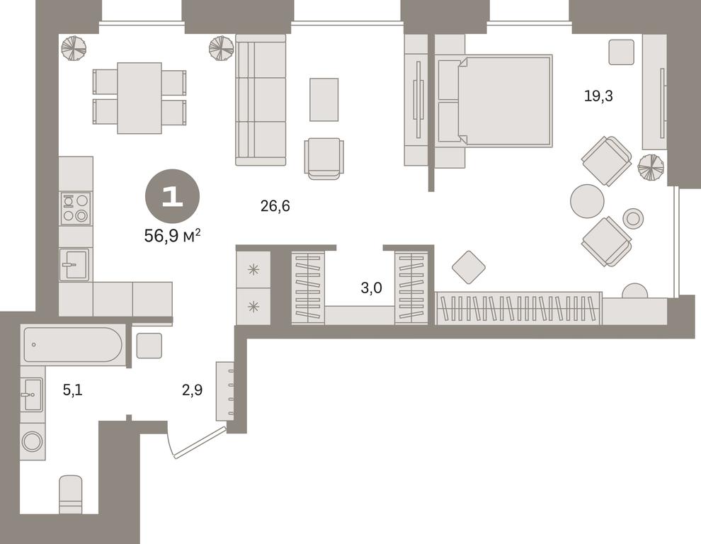 1-BD Apartment Sale, 56.9平方米 at Kvartal Gercena, zhiloy kompleks Kvartal Gertsena, Moscow, Russia #1 1-BD Apartment Sale, 56.9平方米 at Kvartal Gercena, zhiloy kompleks Kvartal Gertsena, Moscow, Russia #1