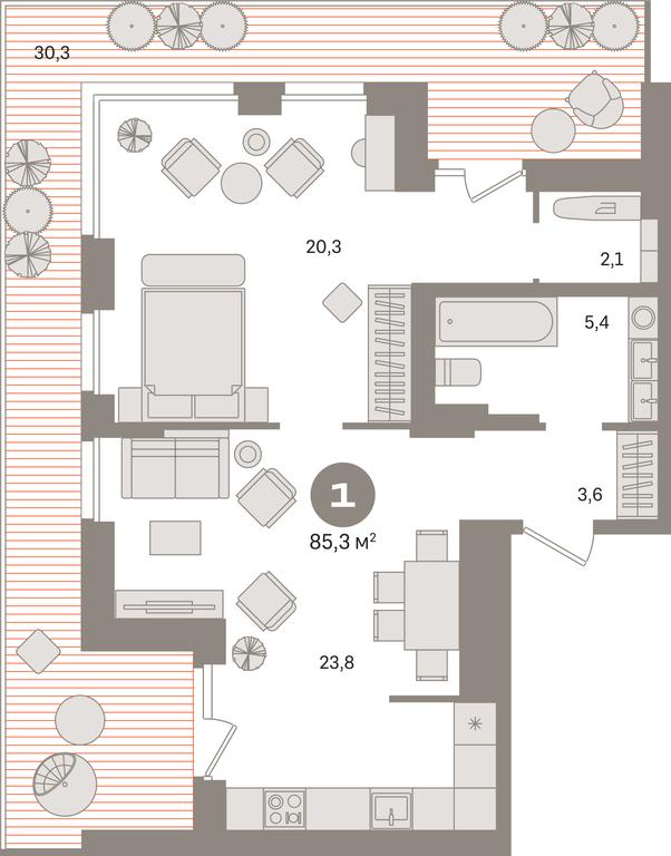 1-BD Apartment Sale, 85.3平方米 at Kvartal Gercena, zhiloy kompleks Kvartal Gertsena, Moscow, Russia #1 1-BD Apartment Sale, 85.3平方米 at Kvartal Gercena, zhiloy kompleks Kvartal Gertsena, Moscow, Russia #1