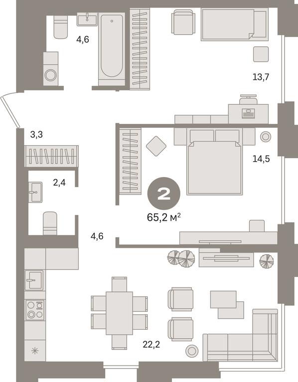 2-BD Apartment Sale, 65.2 sq. m. at Kvartal Gercena, zhiloy kompleks Kvartal Gertsena, Moscow, Russia #1 2-BD Apartment Sale, 65.2 sq. m. at Kvartal Gercena, zhiloy kompleks Kvartal Gertsena, Moscow, Russia #1