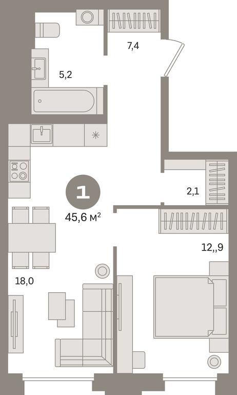 1-BD Apartment Sale, 45.6 sq. m. at Kvartal Gercena, zhiloy kompleks Kvartal Gertsena, Moscow, Russia #1 1-BD Apartment Sale, 45.6 sq. m. at Kvartal Gercena, zhiloy kompleks Kvartal Gertsena, Moscow, Russia #1