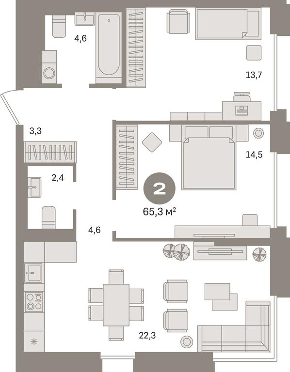 2-BD Apartment Sale, 65.3平方米 at Kvartal Gercena, zhiloy kompleks Kvartal Gertsena, Moscow, Russia #1 2-BD Apartment Sale, 65.3平方米 at Kvartal Gercena, zhiloy kompleks Kvartal Gertsena, Moscow, Russia #1