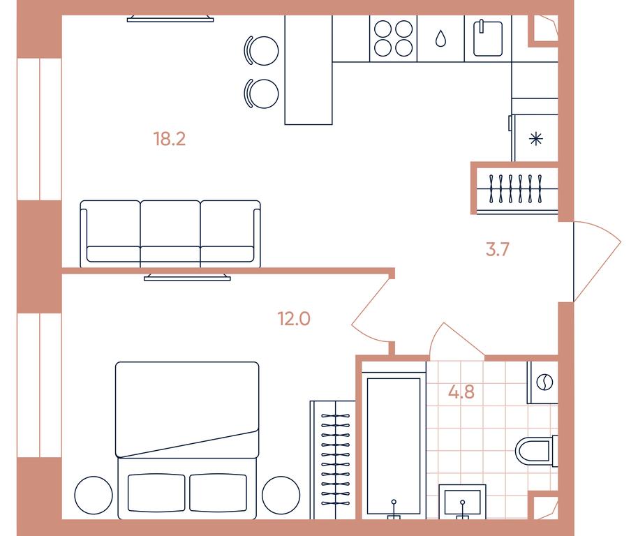 1-BD Apartment Sale, 38.7平方米 at Era, Derbenevskaya Street, Moscow, Russia #1