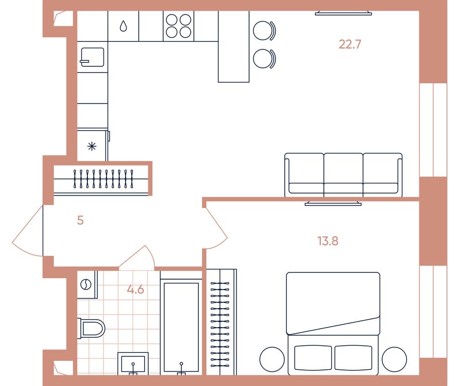 1-BD Apartment Sale, 46.1平方米 at Era, Derbenevskaya Street, Moscow, Russia #1 1-BD Apartment Sale, 46.1平方米 at Era, Derbenevskaya Street, Moscow, Russia #1