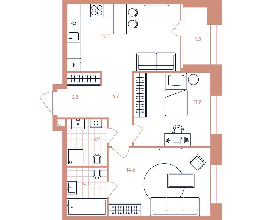 2-BD Apartment Sale, 60.5平方米 at Era, Derbenevskaya Street, Moscow, Russia #1