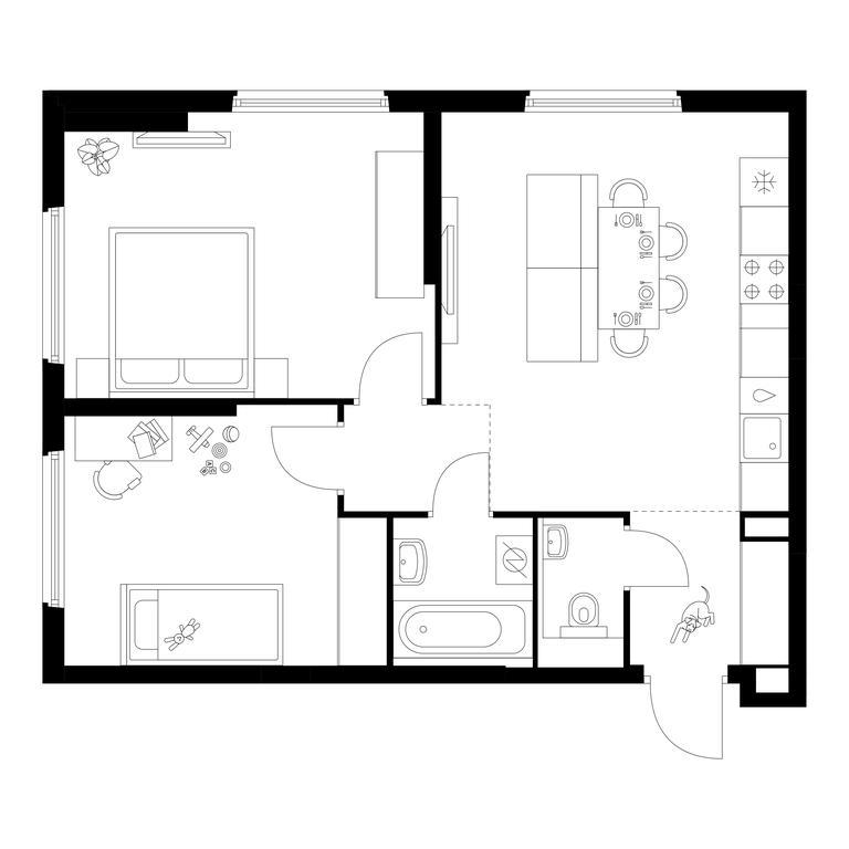 2-BD Apartment Sale, 57.5平方米 at Yaroslavskij kvartal, Yaroslavskiy Drive, 116, Korolyov, Moscow Region, Russia #1