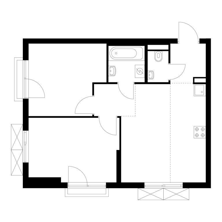 2-BD Apartment Sale, 51.3平方米 at Yauza Park, ulitsa Kolontsova, 4, Mytischi, Moscow Region, Russia #1