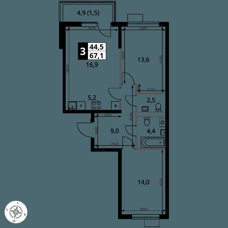 3-BD Apartment Sale, 67.1平方米 at 1 Yasenevskij, Kvartal № 24, Mosrentgen Settlement, Moscow, Russia #1 3-BD Apartment Sale, 67.1平方米 at 1 Yasenevskij, Kvartal № 24, Mosrentgen Settlement, Moscow, Russia #1