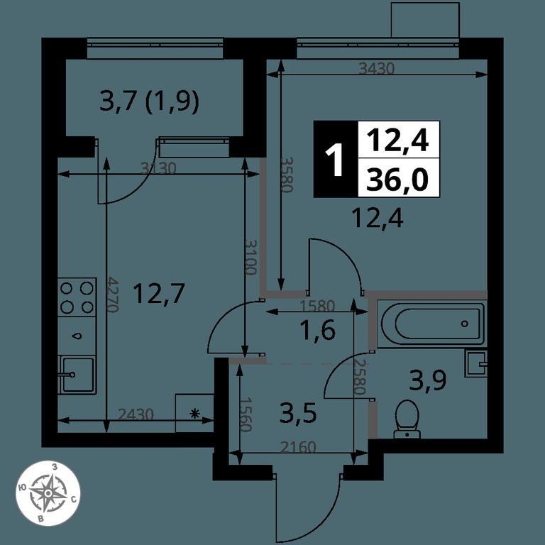 1-BD Apartment Sale, 36 sq. m. at 1 Yasenevskij, Kvartal № 24, Mosrentgen Settlement, Moscow, Russia #1 1-BD Apartment Sale, 36 sq. m. at 1 Yasenevskij, Kvartal № 24, Mosrentgen Settlement, Moscow, Russia #1