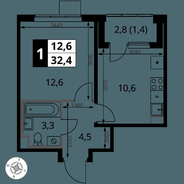 1-BD Apartment Sale, 32.4 sq. m. at 1 Yasenevskij, Kvartal № 24, Mosrentgen Settlement, Moscow, Russia #1 1-BD Apartment Sale, 32.4 sq. m. at 1 Yasenevskij, Kvartal № 24, Mosrentgen Settlement, Moscow, Russia #1