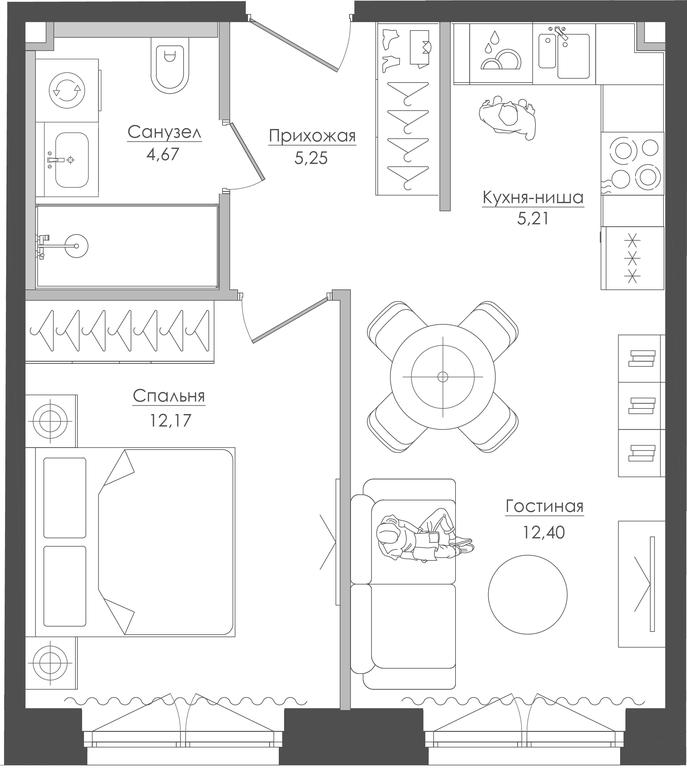 1-BD Apartment Sale, 39.7 sq. m. at Seliger City, Ilmenskiy Drive, 14к3, Moscow, Russia #1