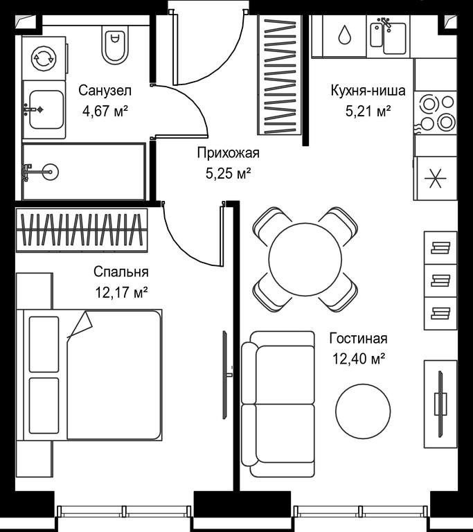 1-BD Apartment Sale, 39.7 sq. m. at Seliger City, Ilmenskiy Drive, 14к3, Moscow, Russia #2