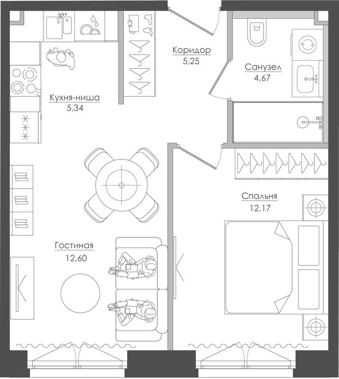 1-BD Apartment Sale, 40.03平方米 at Seliger City, Ilmenskiy Drive, 14к3, Moscow, Russia #1