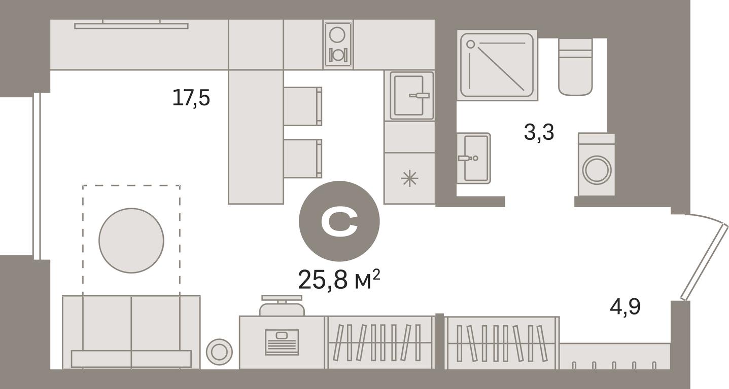 Apartment Sale, 25.8 sq. m. at Kvartal Gercena, zhiloy kompleks Kvartal Gertsena, Moscow, Russia #1