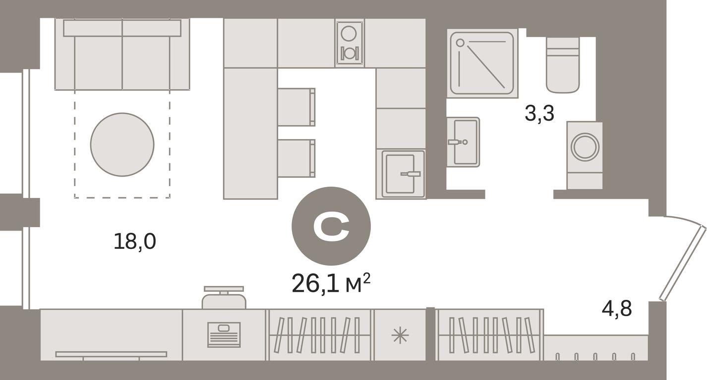 Apartment Sale, 26.1 sq. m. at Kvartal Gercena, zhiloy kompleks Kvartal Gertsena, Moscow, Russia #1