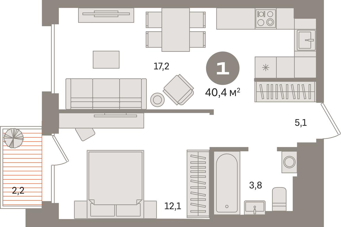 1-BD Apartment Sale, 40.4 sq. m. at Kvartal Gercena, zhiloy kompleks Kvartal Gertsena, Moscow, Russia #1 1-BD Apartment Sale, 40.4 sq. m. at Kvartal Gercena, zhiloy kompleks Kvartal Gertsena, Moscow, Russia #1