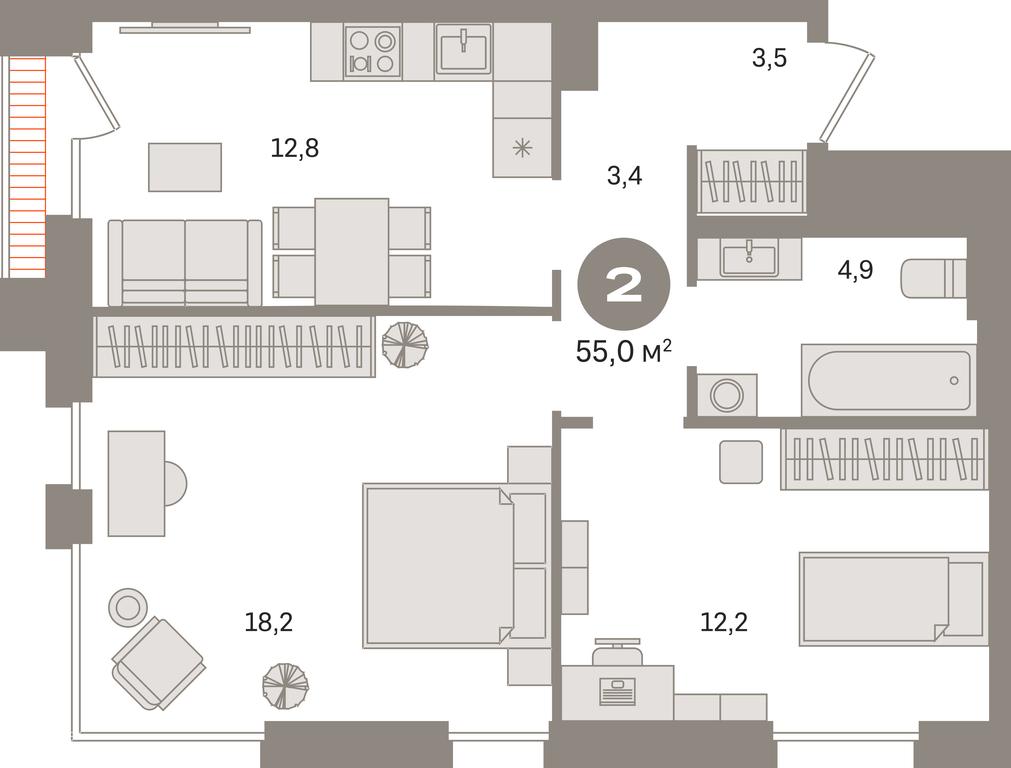 2-BD Apartment Sale, 55 sq. m. at Kvartal Gercena, zhiloy kompleks Kvartal Gertsena, Moscow, Russia #1 2-BD Apartment Sale, 55 sq. m. at Kvartal Gercena, zhiloy kompleks Kvartal Gertsena, Moscow, Russia #1