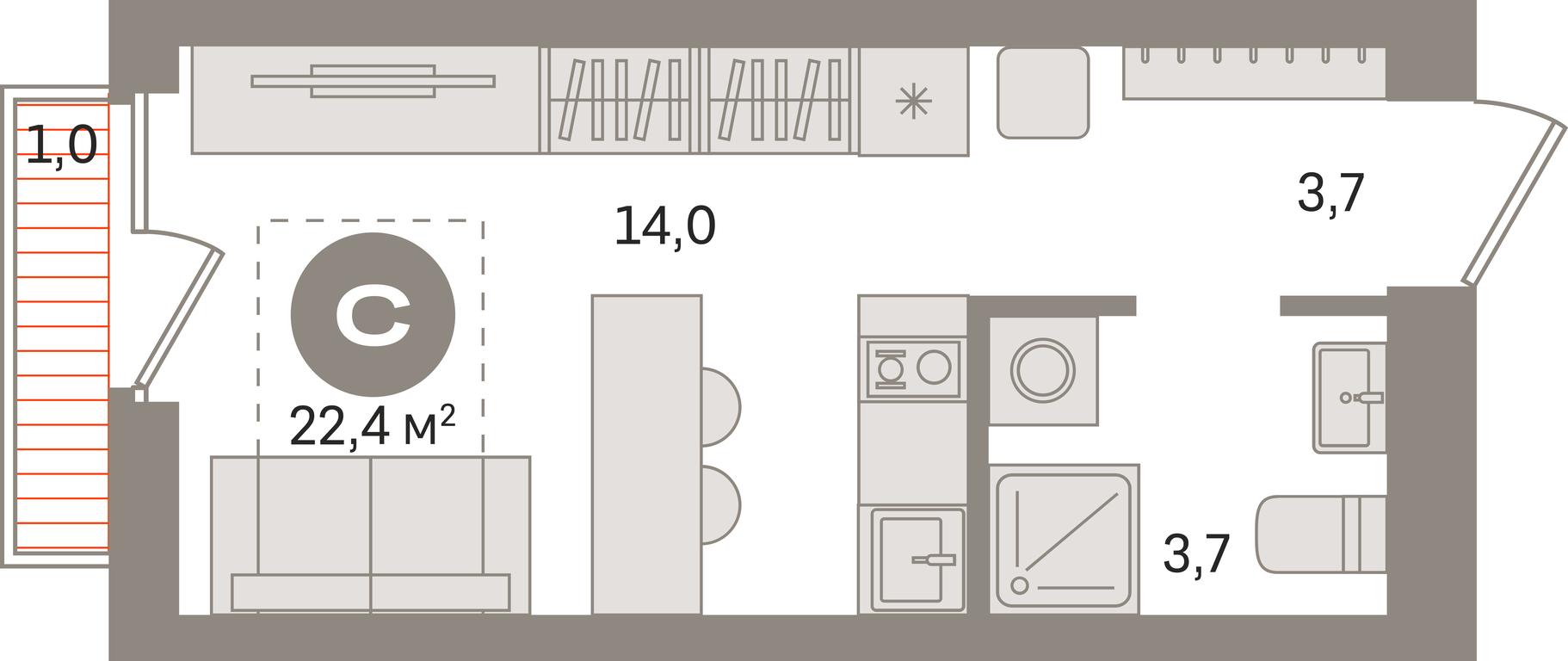 Apartment Sale, 22.4 sq. m. at Pervy kvartal, Kalinovaya ulitsa, derevnya Sapronovo, Leninskiy City District, Moscow Region, Russia #1
