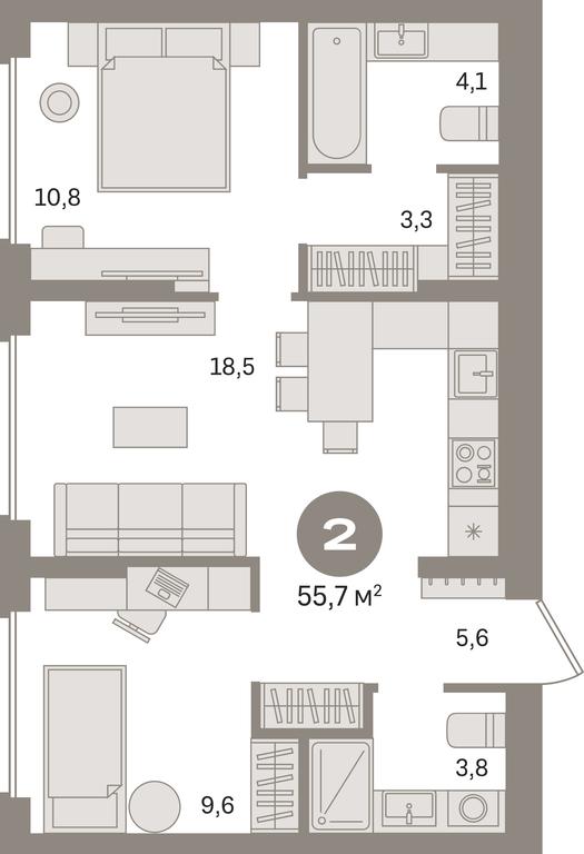 2-BD Apartment Sale, 55.7 sq. m. at Pervy kvartal, Kalinovaya ulitsa, derevnya Sapronovo, Leninskiy City District, Moscow Region, Russia #1 2-BD Apartment Sale, 55.7 sq. m. at Pervy kvartal, Kalinovaya ulitsa, derevnya Sapronovo, Leninskiy City District, Moscow Region, Russia #1