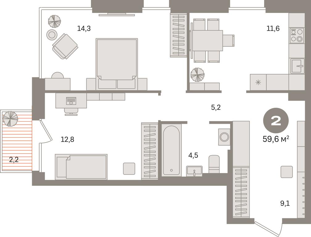 2-BD Apartment Sale, 59.6 sq. m. at Kvartal Gercena, zhiloy kompleks Kvartal Gertsena, Moscow, Russia #1 2-BD Apartment Sale, 59.6 sq. m. at Kvartal Gercena, zhiloy kompleks Kvartal Gertsena, Moscow, Russia #1
