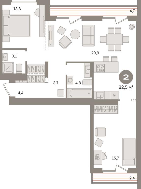 2-BD Apartment Sale, 82.5 sq. m. at Pervy kvartal, Kalinovaya ulitsa, derevnya Sapronovo, Leninskiy City District, Moscow Region, Russia #1 2-BD Apartment Sale, 82.5 sq. m. at Pervy kvartal, Kalinovaya ulitsa, derevnya Sapronovo, Leninskiy City District, Moscow Region, Russia #1
