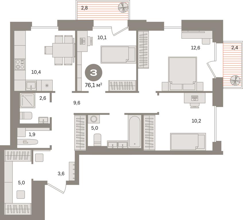 3-BD Apartment Sale, 76.1平方米 at Kvartal Gercena, zhiloy kompleks Kvartal Gertsena, Moscow, Russia #1 3-BD Apartment Sale, 76.1平方米 at Kvartal Gercena, zhiloy kompleks Kvartal Gertsena, Moscow, Russia #1