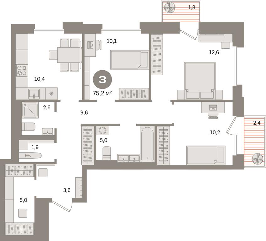 3-BD Apartment Sale, 75.2 sq. m. at Kvartal Gercena, zhiloy kompleks Kvartal Gertsena, Moscow, Russia #1 3-BD Apartment Sale, 75.2 sq. m. at Kvartal Gercena, zhiloy kompleks Kvartal Gertsena, Moscow, Russia #1