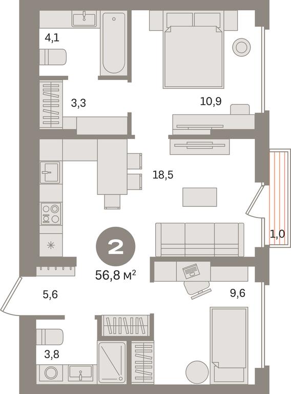2-BD Apartment Sale, 56.8平方米 at Pervy kvartal, Kalinovaya ulitsa, derevnya Sapronovo, Leninskiy City District, Moscow Region, Russia #1 2-BD Apartment Sale, 56.8平方米 at Pervy kvartal, Kalinovaya ulitsa, derevnya Sapronovo, Leninskiy City District, Moscow Region, Russia #1