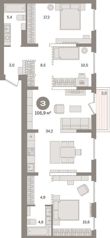3-BD Apartment Sale, 106.9 sq. m. at Pervy kvartal, Kalinovaya ulitsa, derevnya Sapronovo, Leninskiy City District, Moscow Region, Russia #1 3-BD Apartment Sale, 106.9 sq. m. at Pervy kvartal, Kalinovaya ulitsa, derevnya Sapronovo, Leninskiy City District, Moscow Region, Russia #1
