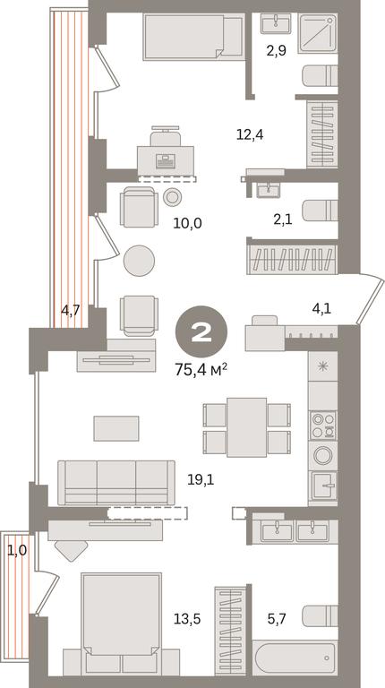 2-BD Apartment Sale, 75.4 sq. m. at Pervy kvartal, Kalinovaya ulitsa, derevnya Sapronovo, Leninskiy City District, Moscow Region, Russia #1 2-BD Apartment Sale, 75.4 sq. m. at Pervy kvartal, Kalinovaya ulitsa, derevnya Sapronovo, Leninskiy City District, Moscow Region, Russia #1