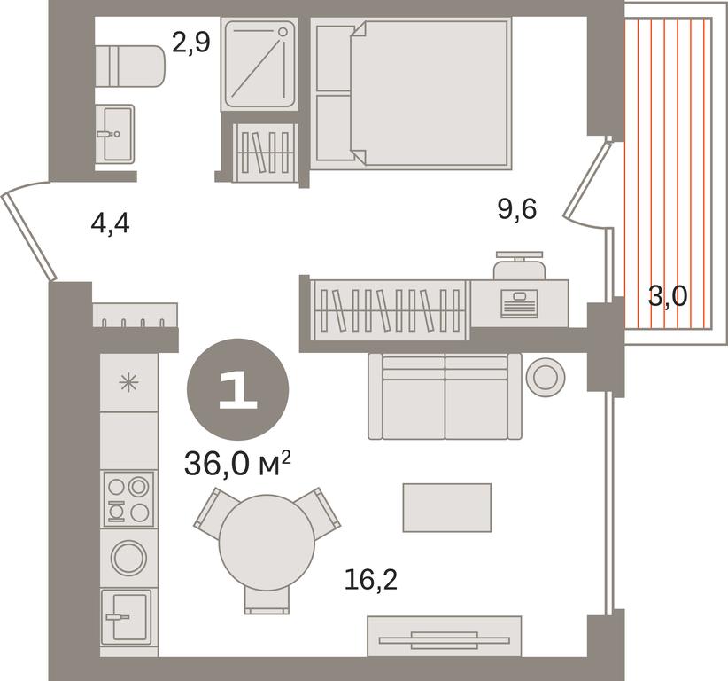 1-BD Apartment Sale, 36 sq. m. at Pervy kvartal, Kalinovaya ulitsa, derevnya Sapronovo, Leninskiy City District, Moscow Region, Russia #1