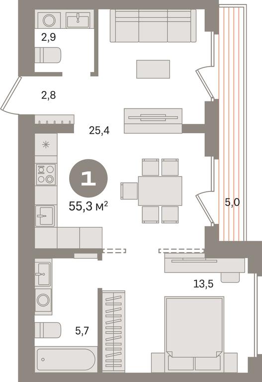 1-BD Apartment Sale, 55.3平方米 at Pervy kvartal, Kalinovaya ulitsa, derevnya Sapronovo, Leninskiy City District, Moscow Region, Russia #1 1-BD Apartment Sale, 55.3平方米 at Pervy kvartal, Kalinovaya ulitsa, derevnya Sapronovo, Leninskiy City District, Moscow Region, Russia #1