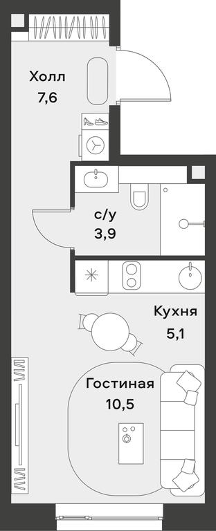 Apartment Sale, 27.1 sq. m. at Alia, Lyotnaya Street, 95Бк2, Moscow, Russia #1