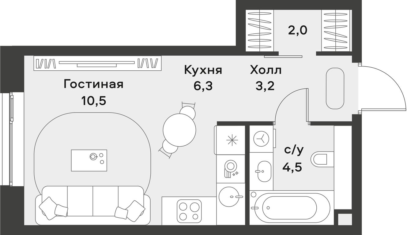 Apartment Sale, 26.5 sq. m. at Alia, Lyotnaya Street, 95Бк2, Moscow, Russia #1